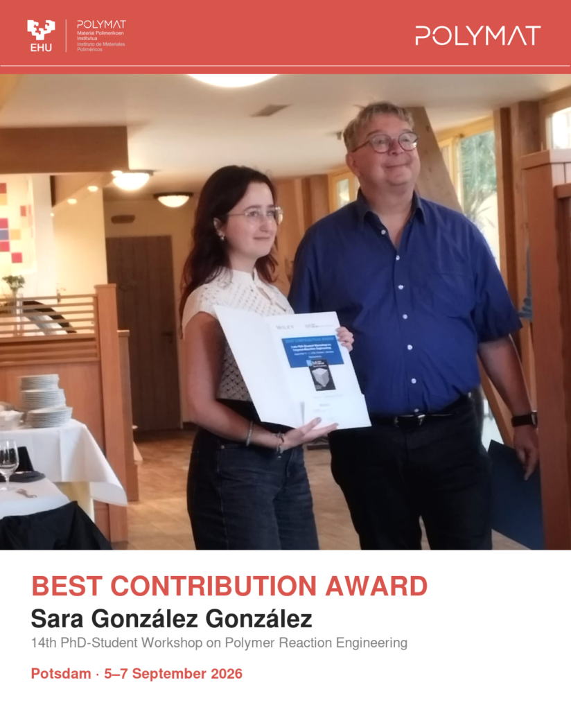 Sara González González receives the Best Contribution Award at the 14th Workshop on PRE