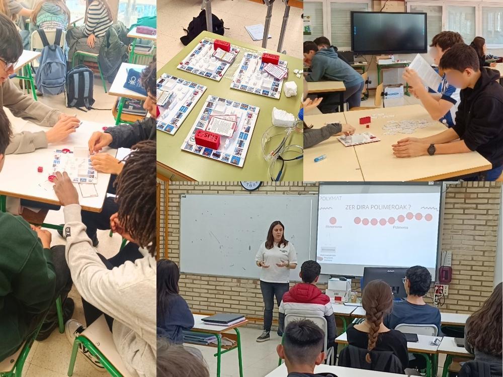Collage of students taking part in polymer science activities at school